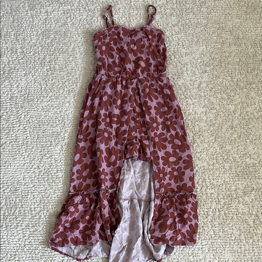 Art Class Floral Kids Dress and Romper in Purple and Brown - Picture 2 of 8